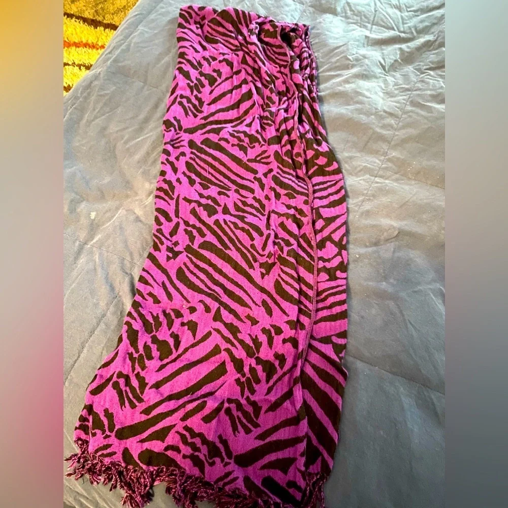 Black & Purple Animal Print Scarf - Sarong